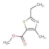 Chemical structure of methyl 2-ethyl-4-methyl-1,3-thiazole-5-carboxylate - CSSB00011622078