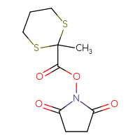 Chemical structure of 2,5-dioxopyrrolidin-1-yl 2-methyl-1,3-dithiane-2-carboxylate - CSSB20270128359