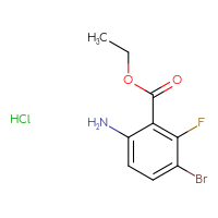 Chemical structure of ethyl 6-amino-3-bromo-2-fluorobenzoate hydrochloride - CSSB20963518568
