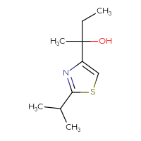 Chemical structure of 2-[2-(propan-2-yl)-1,3-thiazol-4-yl]butan-2-ol - CSSB06441186324