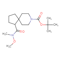 Chemical structure of tert-butyl 1-[methoxy(methyl)carbamoyl]-8-azaspiro[4.5]decane-8-carboxylate - CSSB01148880229