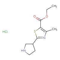 Chemical structure of ethyl 4-methyl-2-(pyrrolidin-3-yl)-1,3-thiazole-5-carboxylate hydrochloride - CSSB00025787605