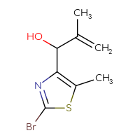 Chemical structure of 1-(2-bromo-5-methyl-1,3-thiazol-4-yl)-2-methylprop-2-en-1-ol - CSSB21246482812