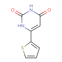 Chemical structure of 6-(thiophen-2-yl)-1,2,3,4-tetrahydropyrimidine-2,4-dione - CSSB00012284384