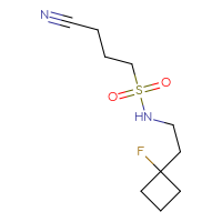Chemical structure of 3-cyano-N-[2-(1-fluorocyclobutyl)ethyl]propane-1-sulfonamide - CSMB01994571520