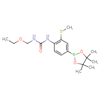 Chemical structure of 3-(ethoxymethyl)-1-[2-(methylsulfanyl)-4-(4,4,5,5-tetramethyl-1,3,2-dioxaborolan-2-yl)phenyl]urea - CSSB21245997634