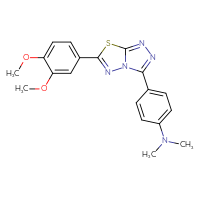 Chemical structure of 4-[6-(3,4-dimethoxyphenyl)-[1,2,4]triazolo[3,4-b][1,3,4]thiadiazol-3-yl]-N,N-dimethylaniline - CSSB00121624210