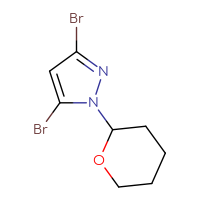 Chemical structure of 3,5-dibromo-1-(oxan-2-yl)-1H-pyrazole - CSSB00010897326