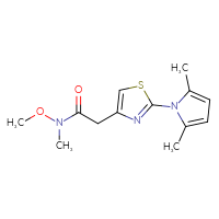 Chemical structure of 2-[2-(2,5-dimethyl-1H-pyrrol-1-yl)-1,3-thiazol-4-yl]-N-methoxy-N-methylacetamide - CSSB02016899944