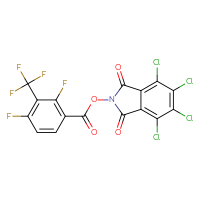 Chemical structure of 4,5,6,7-tetrachloro-1,3-dioxo-2,3-dihydro-1H-isoindol-2-yl 2,4-difluoro-3-(trifluoromethyl)benzoate - CSSB20270269136