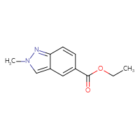 Chemical structure of ethyl 2-methyl-2H-indazole-5-carboxylate - CSSB00010113543
