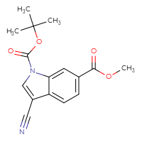 Chemical structure of 1-tert-butyl 6-methyl 3-cyano-1H-indole-1,6-dicarboxylate - CSSB00010203470