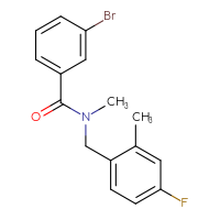 Chemical structure of 3-bromo-N-[(4-fluoro-2-methylphenyl)methyl]-N-methylbenzamide - CSSB02042148509