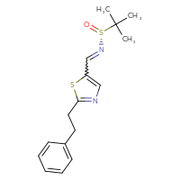 Chemical structure of (R)-2-methyl-N-{[2-(2-phenylethyl)-1,3-thiazol-5-yl]methylidene}propane-2-sulfinamide - CSSB21349244315