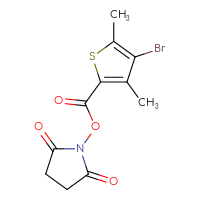 Chemical structure of 2,5-dioxopyrrolidin-1-yl 4-bromo-3,5-dimethylthiophene-2-carboxylate - CSSB02502960366