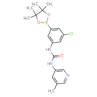 Chemical structure of 1-[3-chloro-5-(4,4,5,5-tetramethyl-1,3,2-dioxaborolan-2-yl)phenyl]-3-(5-methylpyridin-3-yl)urea - CSSB21332162668