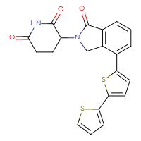 Chemical structure of 3-(4-{[2,2'-bithiophen]-5-yl}-1-oxo-2,3-dihydro-1H-isoindol-2-yl)piperidine-2,6-dione - CSSB21531615196