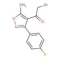 Chemical structure of 2-bromo-1-[3-(4-fluorophenyl)-5-methyl-1,2-oxazol-4-yl]ethan-1-one - CSSB00160472352