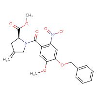 Chemical structure of methyl (2S)-1-[4-(benzyloxy)-5-methoxy-2-nitrobenzoyl]-4-methylidenepyrrolidine-2-carboxylate - CSSB01136947705