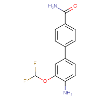 Chemical structure of 4'-amino-3'-(difluoromethoxy)-[1,1'-biphenyl]-4-carboxamide - CSSB04284820379