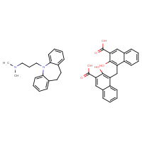 Chemical structure of (3-{2-azatricyclo[9.4.0.0³,⁸]pentadeca-1(15),3,5,7,11,13-hexaen-2-yl}propyl)dimethylamine; 4-[(3-carboxy-2-hydroxynaphthalen-1-yl)methyl]-3-hydroxynaphthalene-2-carboxylic acid - CSSB14948336040