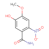 Chemical structure of 5-hydroxy-4-methoxy-2-nitrobenzamide - CSSB02131499348