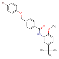 Chemical structure of 4-[(4-bromophenoxy)methyl]-N-(5-tert-butyl-2-methoxyphenyl)benzamide - CSSB00121674689