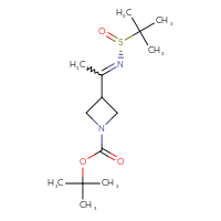 Chemical structure of tert-butyl 3-(1-{[(R)-2-methylpropane-2-sulfinyl]imino}ethyl)azetidine-1-carboxylate - CSSB21332858549