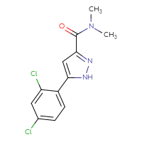 Chemical structure of 5-(2,4-dichlorophenyl)-N,N-dimethyl-1H-pyrazole-3-carboxamide - CSSB12003457987