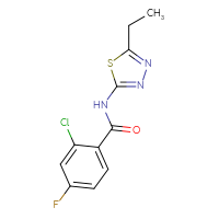 Chemical structure of 2-chloro-N-(5-ethyl-1,3,4-thiadiazol-2-yl)-4-fluorobenzamide - CSSB00027975391