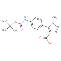 Chemical structure of 5-(4-{[(tert-butoxy)carbonyl]amino}phenyl)-1-methyl-1H-pyrazole-4-carboxylic acid - CSSB00103053621