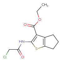 Chemical structure of ethyl 2-(2-chloroacetamido)-4H,5H,6H-cyclopenta[b]thiophene-3-carboxylate - CSSB00000389462
