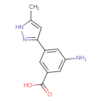 Chemical structure of 3-amino-5-(5-methyl-1H-pyrazol-3-yl)benzoic acid - CSSB06593732703