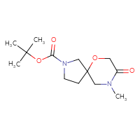 Chemical structure of tert-butyl 9-methyl-8-oxo-6-oxa-2,9-diazaspiro[4.5]decane-2-carboxylate - CSSB06729365188