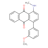 Chemical structure of 1-(3-methoxyphenyl)-4-(methylamino)-9,10-dihydroanthracene-9,10-dione - CSSB06587391296