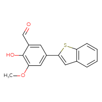 Chemical structure of 5-(1-benzothiophen-2-yl)-2-hydroxy-3-methoxybenzaldehyde - CSSB06586174583
