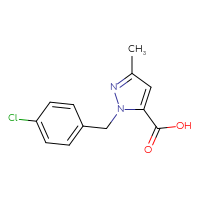 Chemical structure of 1-[(4-chlorophenyl)methyl]-3-methyl-1H-pyrazole-5-carboxylic acid - CSSB00020681278