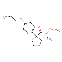 Chemical structure of N-methoxy-N-methyl-1-(4-propoxyphenyl)cyclopentane-1-carboxamide - CSSB15217610378