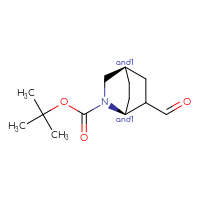 Chemical structure of rac-tert-butyl (1R,4S)-6-formyl-2-azabicyclo[2.2.2]octane-2-carboxylate - CSSB20620690780