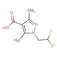 Chemical structure of 1-(2,2-difluoroethyl)-3,5-dimethyl-1H-pyrazole-4-carboxylic acid - CSSB00000701801