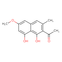 Chemical structure of 1-(1,8-dihydroxy-6-methoxy-3-methylnaphthalen-2-yl)ethan-1-one - CSSB00020676802