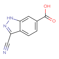 Chemical structure of 3-cyano-1H-indazole-6-carboxylic acid - CSSB00010446744
