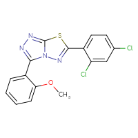 Chemical structure of 6-(2,4-dichlorophenyl)-3-(2-methoxyphenyl)-[1,2,4]triazolo[3,4-b][1,3,4]thiadiazole - CSSB00121637886