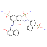 Chemical structure of trisodium 4-hydroxy-5-[(1E)-2-(2-hydroxynaphthalen-1-yl)diazen-1-yl]-3-[(1E)-2-(4-sulfonatonaphthalen-1-yl)diazen-1-yl]naphthalene-2,7-disulfonate - CSSB02125556220