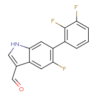 Chemical structure of 6-(2,3-difluorophenyl)-5-fluoro-1H-indole-3-carbaldehyde - CSSB00159424702