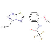 Chemical structure of N-(5-{3-ethyl-[1,2,4]triazolo[3,4-b][1,3,4]thiadiazol-6-yl}-2-methoxyphenyl)-2,2,2-trifluoroacetamide - CSSB00121590217