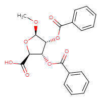 Chemical structure of (2S,3S,4R,5R)-3,4-bis(benzoyloxy)-5-methoxyoxolane-2-carboxylic acid - CSSB06446549127