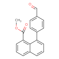 Chemical structure of methyl 8-(4-formylphenyl)naphthalene-1-carboxylate - CSSB14238649862