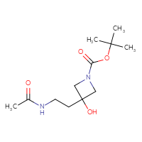 Chemical structure of tert-butyl 3-(2-acetamidoethyl)-3-hydroxyazetidine-1-carboxylate - CSSB02517311613