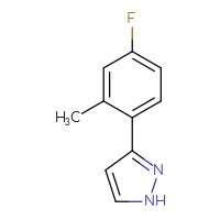 Chemical structure of 3-(4-fluoro-2-methylphenyl)-1H-pyrazole - CSSB00102689201